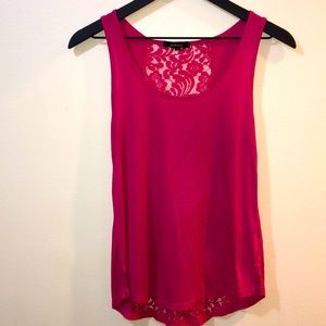 Fascia tank top w/ lace back detailing